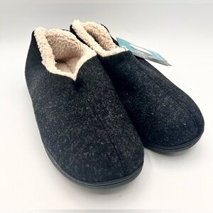 Rockdove Faux Shearling Closed Back Slippers Black Womens 7 New